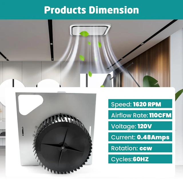 Alt view image 4 of 7 - S97015157 Motor Assembly for Broan NuTone 110 CFM Ultra Quiet Bathroom Exhaust Fan Replacement - Fits 676, 680, 684NT, 672SP, 674, HD50, DX110 Models