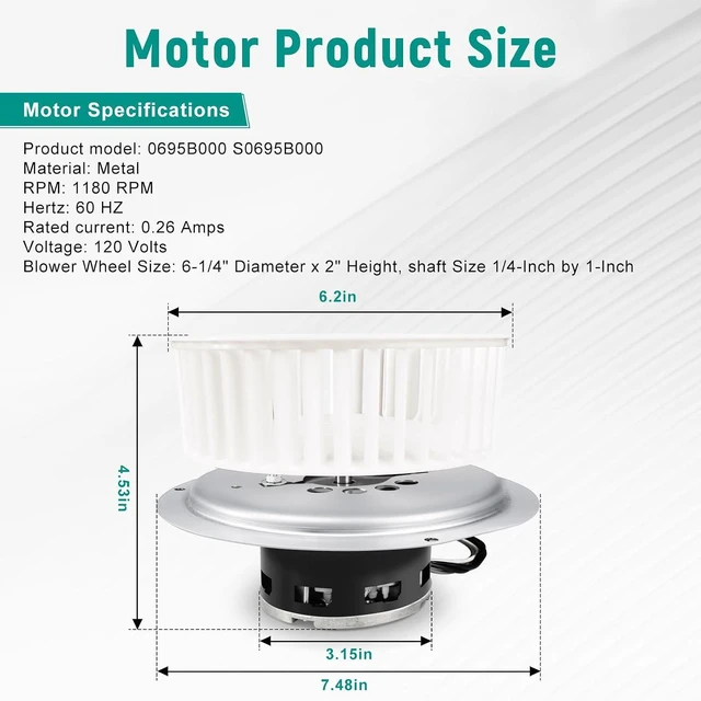 Alt view image 2 of 7 - Upgraded0695B000 S0695B000 Motor Assembly, Compatible with Nutone QT80, QT80B, QT80N, QT80NB, QT-80, QT-80B, QT-80N, QT-80NB, QT-80-B, QT-80-N, QT-80-N-B. Replace 8253210240, AL41286A, JA2B089N etc