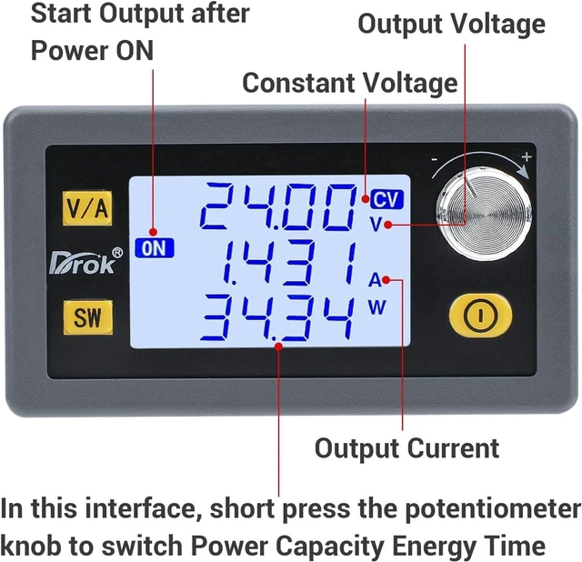 Alt view image 2 of 7 - DROK Buck Boost Converter, DC 5.0-30V to 0.6-30V 4A 35W Adjustable Voltage Regulator LCD Display 6V 9V 12V 24V Power Supply Module, CC CV Step Up Step Down Voltage Stabilizer for Car RV Golf Cart