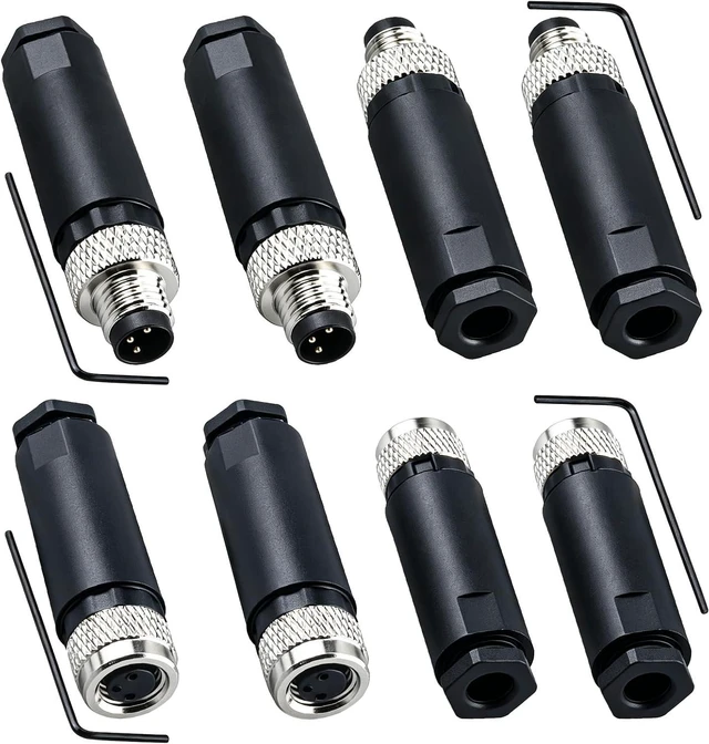 Main image of M8 3 Pin Male & Female Socket Panel Aviation Wire Connector,8mm Industrial Circular Sensor Connector,Outdoor Waterproof IP67 A Coding,4 Sets