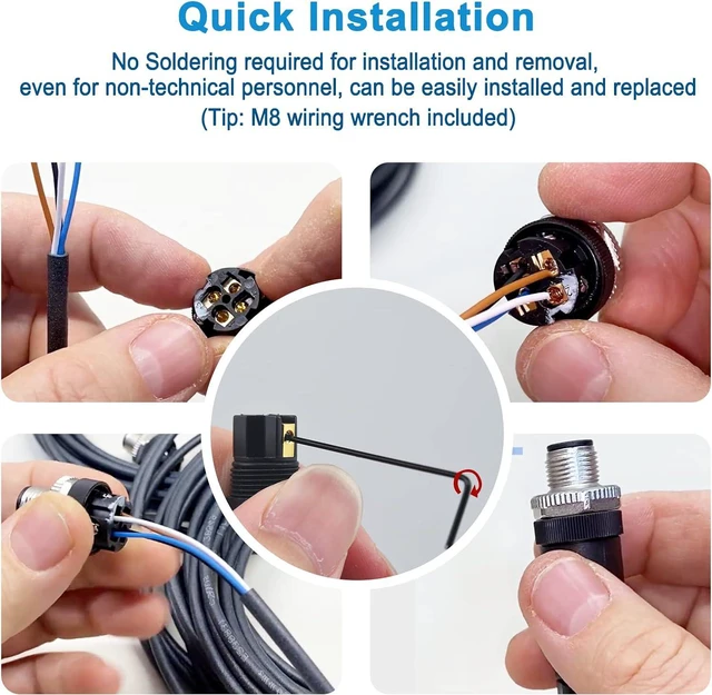 Alt view image 3 of 7 - M8 3 Pin Male & Female Socket Panel Aviation Wire Connector,8mm Industrial Circular Sensor Connector,Outdoor Waterproof IP67 A Coding,4 Sets