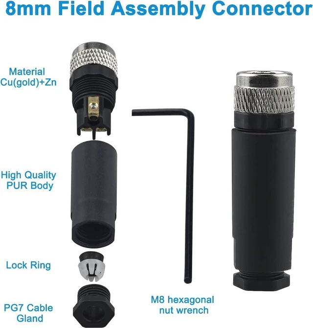 Alt view image 5 of 7 - M8 3 Pin Male & Female Socket Panel Aviation Wire Connector,8mm Industrial Circular Sensor Connector,Outdoor Waterproof IP67 A Coding,4 Sets
