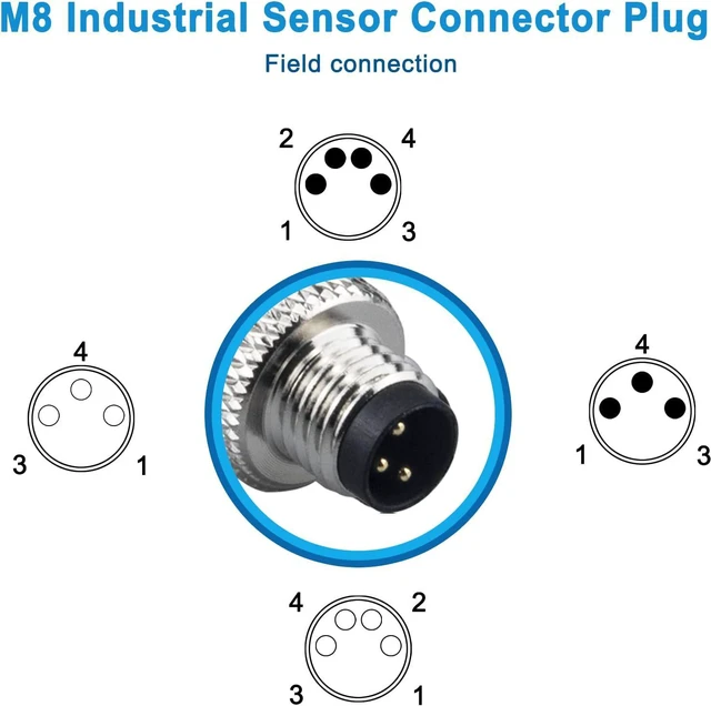 Alt view image 7 of 7 - M8 3 Pin Male & Female Socket Panel Aviation Wire Connector,8mm Industrial Circular Sensor Connector,Outdoor Waterproof IP67 A Coding,4 Sets
