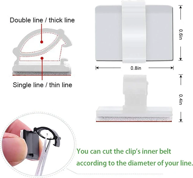 Alt view image 3 of 7 - Cable Clips Self Adhesive Cord Organizer, Wire Holder Clamp Management Sticky for Desk Car Dash Cam Tables Wall, White 20pcs