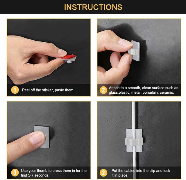 Alt view image 5 of 7 - Cable Clips Self Adhesive Cord Organizer, Wire Holder Clamp Management Sticky for Desk Car Dash Cam Tables Wall, White 20pcs