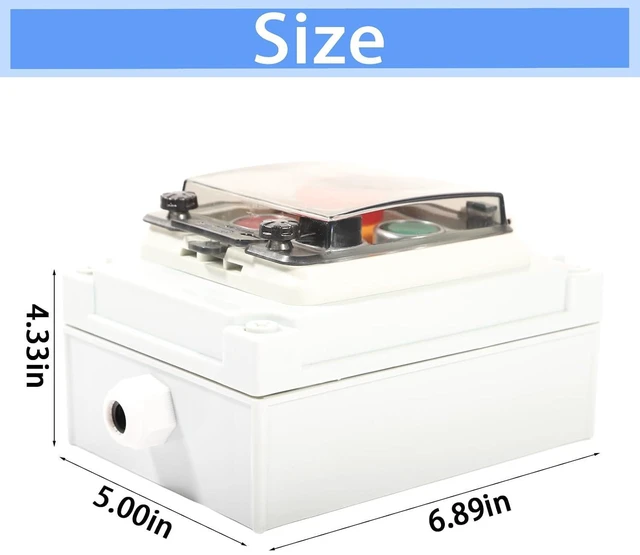 Alt view image 2 of 7 - Push Button Switch Box ABS Emergency Stop Red Green Momentary Button 4 Self Resetting Indicator Led Protective Cover