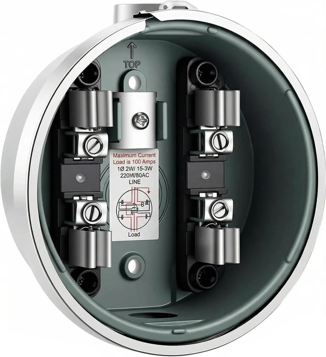 Main image of Meter Socket with Horn Bypass Meter Cover Plate, Suitable for Overhead/Underground Feed (100A 4 Jaw Ring RONUND)