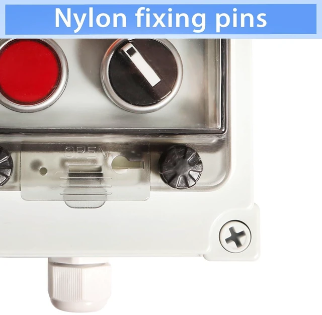 Alt view image 4 of 7 - Push Button Switch Box ABS Emergency Stop Red Green Momentary Button 4 Self Resetting Indicator Led Protective Cover