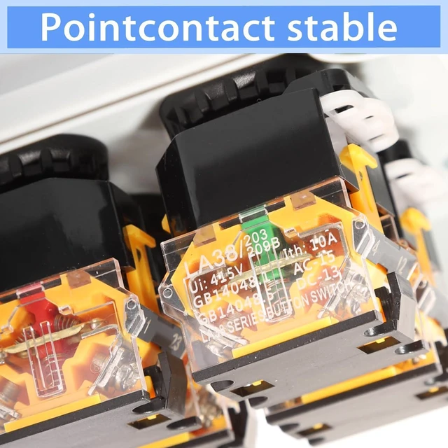 Alt view image 5 of 7 - Push Button Switch Box ABS Emergency Stop Red Green Momentary Button 4 Self Resetting Indicator Led Protective Cover