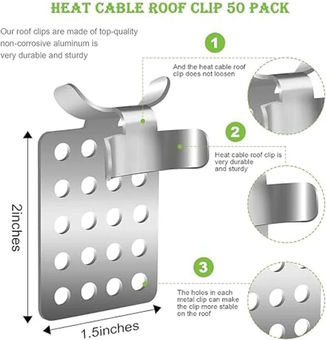 Alt view image 2 of 7 - Roof De-Icing Cable Clips, 100 Pack Metal Clip, Heat Cable Roof Clip, Aluminum Roof Clips, Deicing Cable Clips