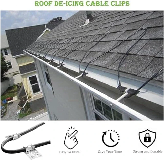 Alt view image 6 of 7 - Roof De-Icing Cable Clips, 100 Pack Metal Clip, Heat Cable Roof Clip, Aluminum Roof Clips, Deicing Cable Clips