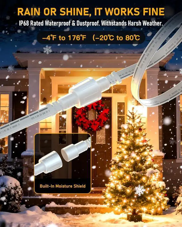 Alt view image 3 of 7 - 16FT Extension Cable for Eufy Permanent Outdoor Lights E22, IP68 Waterproof Outdoor Cord for Christmas, Halloween, Landscape Lighting, Patio, Roof, Yard Decor