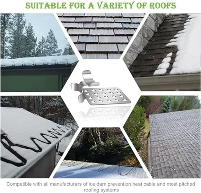 Alt view image 7 of 7 - Roof De-Icing Cable Clips, 100 Pack Metal Clip, Heat Cable Roof Clip, Aluminum Roof Clips, Deicing Cable Clips