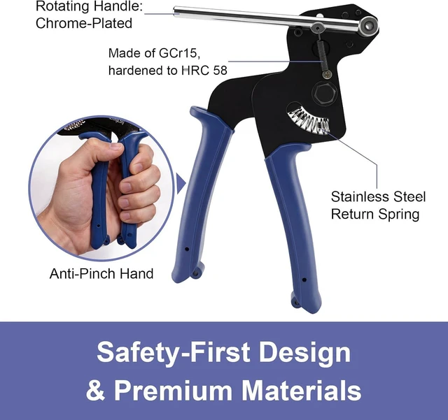 Alt view image 3 of 7 - Metal Zip Ties Cutter, Stainless Steel Cable Tie Gun with Tensioning Installation Cutting Tool for Self-Locking Stainless Zip Ties with Free Zip Tie Release Tool, Dual-Hand Operation