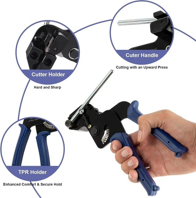 Alt view image 4 of 7 - Metal Zip Ties Cutter, Stainless Steel Cable Tie Gun with Tensioning Installation Cutting Tool for Self-Locking Stainless Zip Ties with Free Zip Tie Release Tool, Dual-Hand Operation
