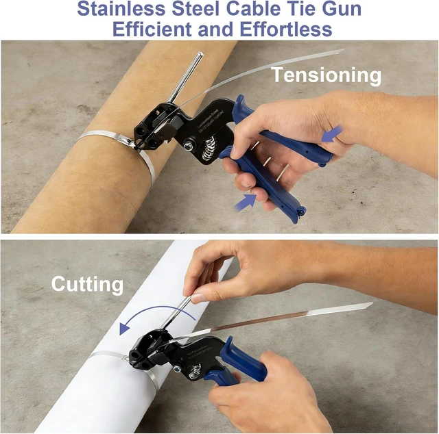 Alt view image 5 of 7 - Metal Zip Ties Cutter, Stainless Steel Cable Tie Gun with Tensioning Installation Cutting Tool for Self-Locking Stainless Zip Ties with Free Zip Tie Release Tool, Dual-Hand Operation