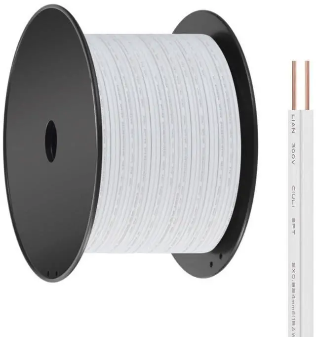 Main image of 18 Gauge 2 Conductor Electrical Wire SPT-2 200Ft 18/2 Low Voltage 18 AWG Wire Flexible Wire Extension Cord Stranded Tinned Copper Wire for Lamp Lighting LED Strips White