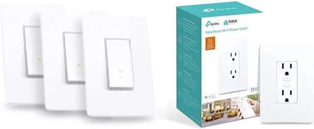 Main image of Kasa Smart in-Wall Light Switch (3-Pack) + in-Wall WiFi Outlet | Works with Alexa and Google Home