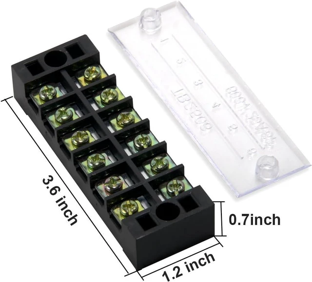 Alt view image 2 of 7 - Terminal Block and Strip - 5pcs 6 Positions 600V 25A Dual Row Screw Terminals Strip with Cover+5pcs Pre-Insulated Barrier Jumper Strips Black & Red + Spade Fork Wire Connectors