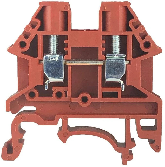 Main image of Dinkle DK4N-RD DIN Rail Terminal Block, Screw Type UL 600V 30A 10-22AWG, Red (Pack of 100)