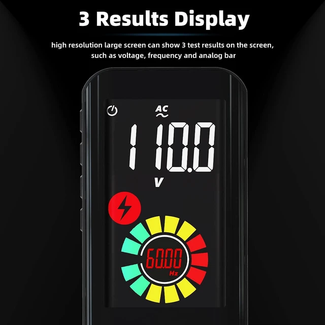 Alt view image 4 of 7 - Digital Multimeter Rechargeable with Smart Mode Color LCD 3 Results Display 6000 Counts Auto-Ranging Ohmmeter Capacitance Diode Resistance Hz Duty Cycle NCV Live Check Hold Voltage Tester