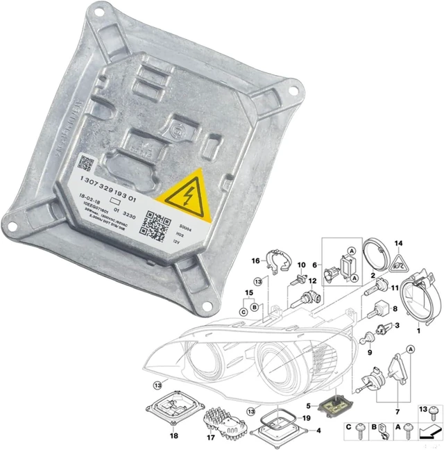 Alt view image 3 of 7 - Xenon Ballast HID Headlight Module Control Unit Fits 328i 328xi 335i 335xi 645i 650i X5 X3 E90 E92 E93, Replaces 1307329153 63117182520 8J0907391