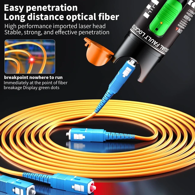 Alt view image 2 of 7 - Visual Fault Locator 30KM - VFL Fiber Optic Tester Kit Include Single Mode 9/125um FC Male to LC Female Adapter, Fiber Optic Lights for Network Cable