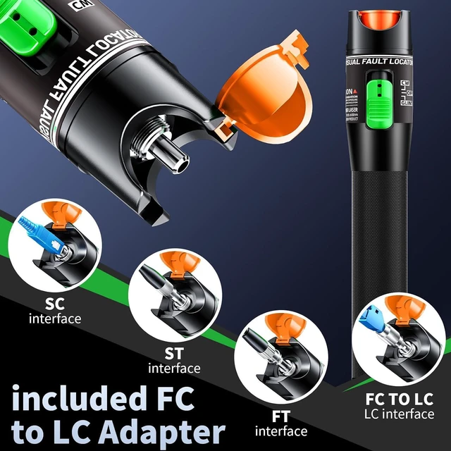 Alt view image 3 of 7 - Visual Fault Locator 30KM - VFL Fiber Optic Tester Kit Include Single Mode 9/125um FC Male to LC Female Adapter, Fiber Optic Lights for Network Cable