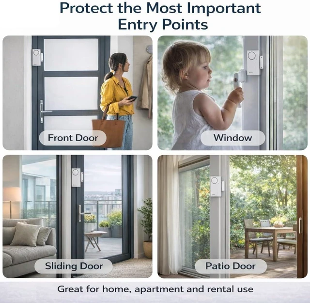 Alt view image 3 of 7 - Hendun Door Alarms with Remote, Open Door Chimes, Pool Alarm, 2 Pack