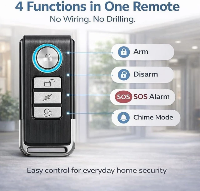 Alt view image 4 of 7 - Hendun Door Alarms with Remote, Open Door Chimes, Pool Alarm, 2 Pack