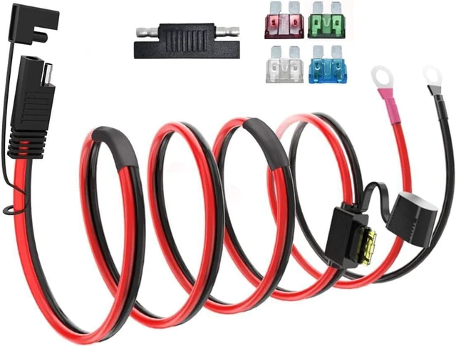 Main image of SAE Battery Connector,ELFCULB 10AWG SAE to O Ring Terminal Harness 2-Pin Quick Disconnect SAE Battery Cable for Motorcycle Car,with 10A 15A 20A 25A 30A Protection Fuse(10FT)