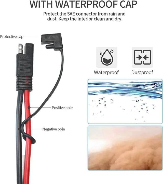 Alt view image 4 of 6 - SAE Battery Connector,ELFCULB 10AWG SAE to O Ring Terminal Harness 2-Pin Quick Disconnect SAE Battery Cable for Motorcycle Car,with 10A 15A 20A 25A 30A Protection Fuse(10FT)