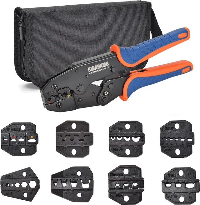 Main image of Wire Crimping Tool Set Ratcheting Wire Crimper Tool with 9pcs Interchangeable Dies For End-sleeves Ferrule and Insulated and Non-insulated Connectors Terminal