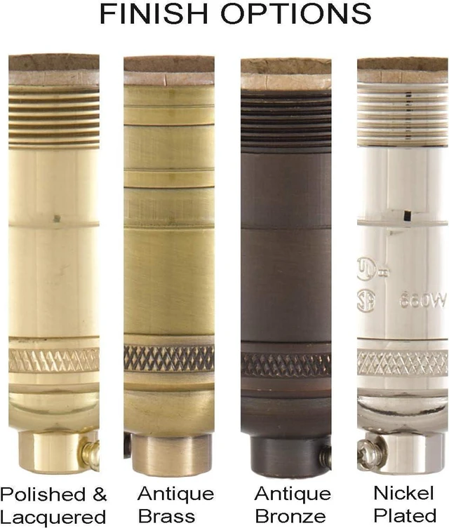 Alt view image 2 of 2 - B&P Lamp® Heavy Turned Brass Socket With Brass Knob, Antique Bronze Finish, 3-Way Function, Uno Thread Shell