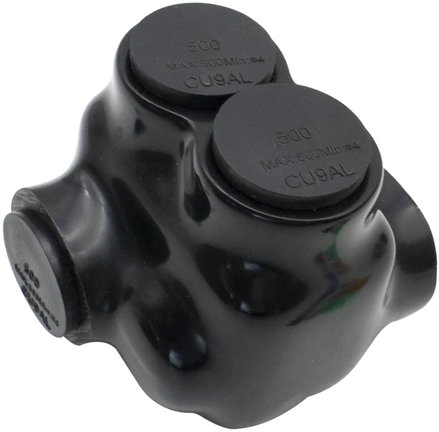 Main image of 4AWG-500kcmil Wire Range Black Insulated in-Line Splice Connector Single Side 1 Port 2.82L x 2.69W x 2.58H, Insulated Cable Connectors and Insulated Splice Connector (1pc)