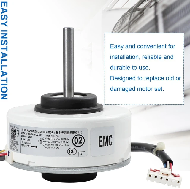 Alt view image 6 of 6 - WZDK20-38G (ZKFP-20-8-6) Air Conditioning Brushless DC Fan Motor