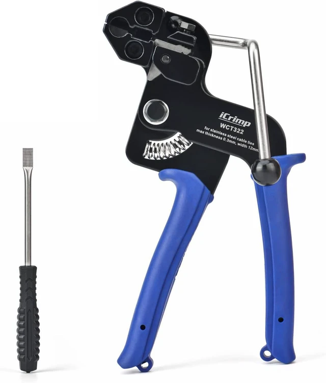 Main image of iCrimp Stainless Steel Cable Tie Gun Wrap Tool Metal Zip Tie Tightener Tensioning & Cutting Functional Cable Tie Gun c/w Free Zip Tie Release Tool