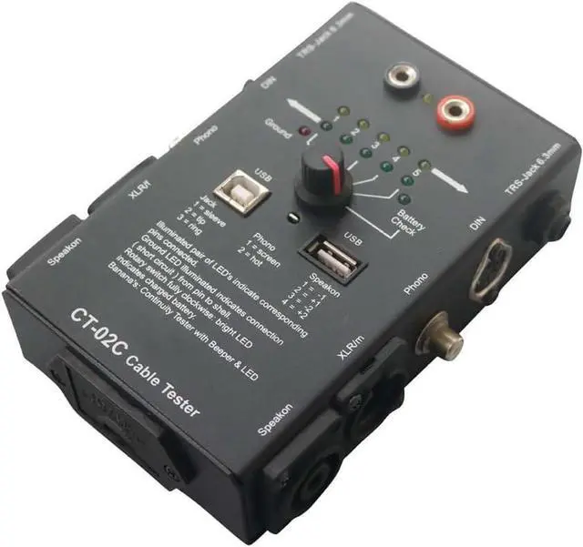 Main image of CT-02C Multi-Function Line Tester XLR Signal Line Meter 6.3mm Jack Cable Tester 4-Pin Speakon Cable Tester