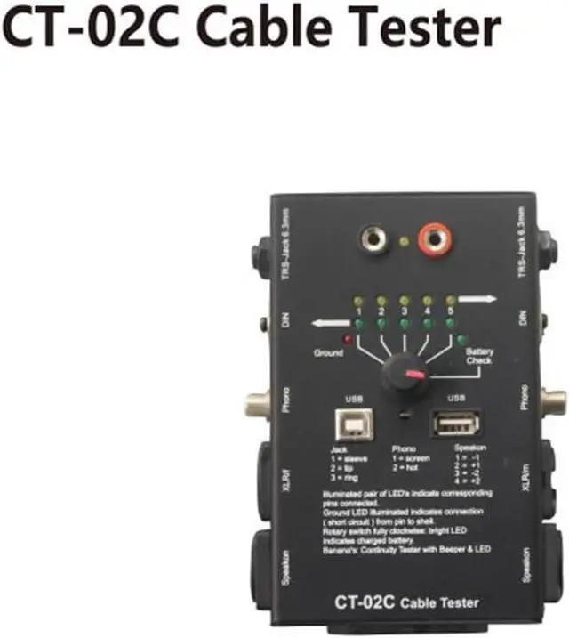 Alt view image 4 of 7 - CT-02C Multi-Function Line Tester XLR Signal Line Meter 6.3mm Jack Cable Tester 4-Pin Speakon Cable Tester