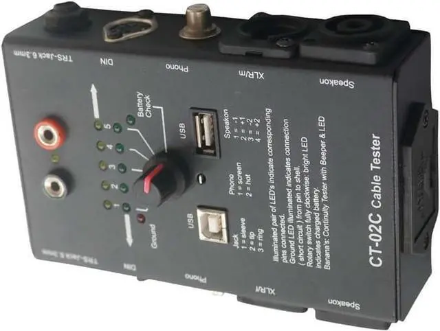 Alt view image 6 of 7 - CT-02C Multi-Function Line Tester XLR Signal Line Meter 6.3mm Jack Cable Tester 4-Pin Speakon Cable Tester