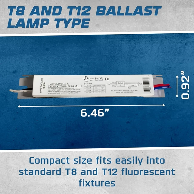 Alt view image 3 of 7 - OHLECTRIC 2 Pack - Replacement for Keystone KTEB-132-1-TP-FC | 1 Lamp T8 Electronic Fluorescent Ballast | 120V Input with Rapid Start Operation | Finger Case | UL Listed
