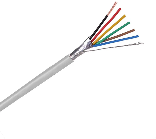 Main image of 24 AWG 6 Conductors Security Alarm Wire Cable, Riser Alarm Control Cable, 125ft Full Copper Shielded for Fire/Sound/Telecommunication/Security Burglar Station Wire