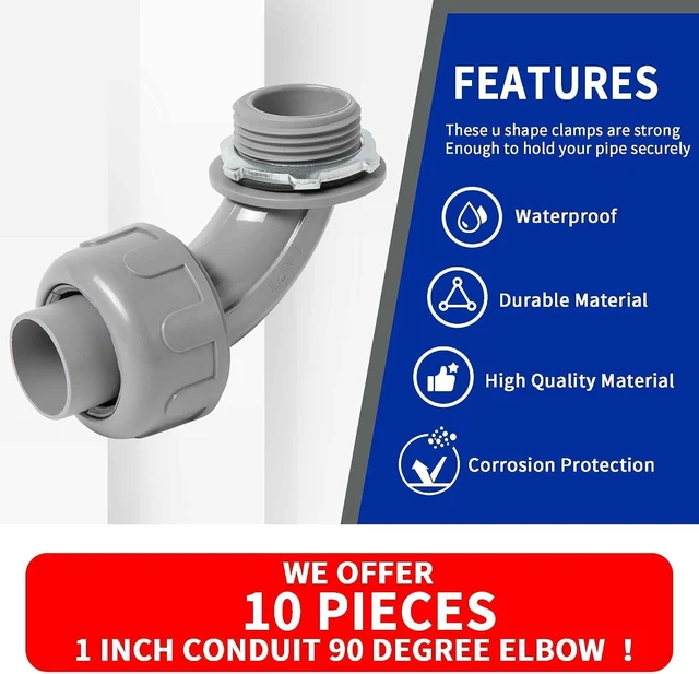 Alt view image 5 of 7 - (1" Conduit Elbow 10 Pack) Yariwiz 1 inch Plastic Liquid Tight Conduit 90 Degree Elbow
