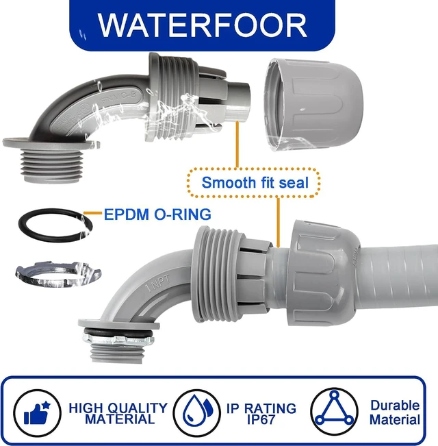 Alt view image 7 of 7 - (1" Conduit Elbow 10 Pack) Yariwiz 1 inch Plastic Liquid Tight Conduit 90 Degree Elbow