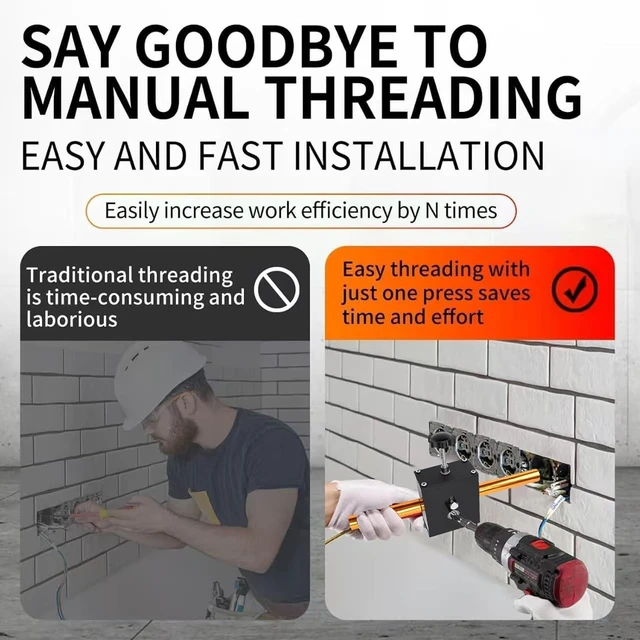 Alt view image 3 of 7 - Wire Puller, Automatic Electric Wire Threading Tool with 15m Steel for Cable Concealed Pipe, Professional Pulling Machine for Electricians and Wiring Projects