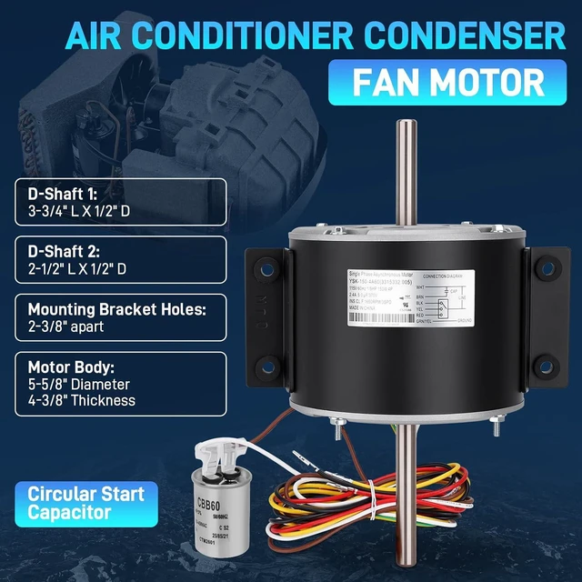 Alt view image 3 of 7 - RV AC Fan Motor Compatible with Genteq F48AF70A61 and Broad-ocen Air Condenser 3315332.005, Condenser Fan Motor Compatible with Dometic Brisk Air II Penguin B57915 B59516 B59146 B59186 B59196 B59530