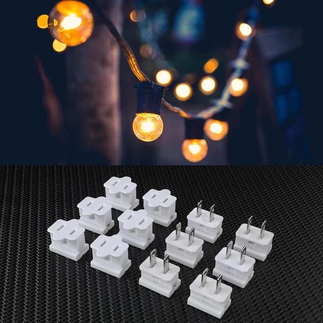Alt view image 6 of 6 - 30 Pcs SPT-1 Vampire Plugs for Christmas Lights Christmas Female and Male Slip Plug Electrical White Vampire Plugs Outdoor Lighting Adapter Zip Inline Adapter for Xmas Holiday Party Lighting