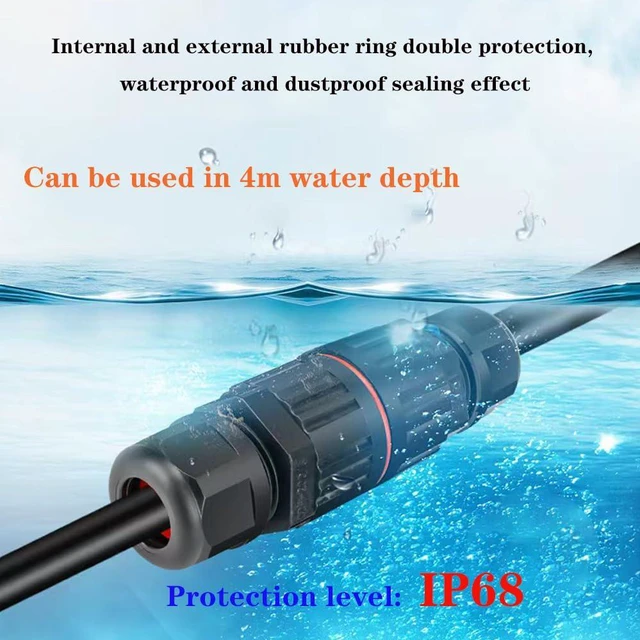 Alt view image 5 of 6 - 2-Piece Waterproof Connector/Underground Waterproof Cable Connector for Outdoor, Wetland, etc. (Wire Connector 3 Pin) Black, Black, Wire connector 3 Pin