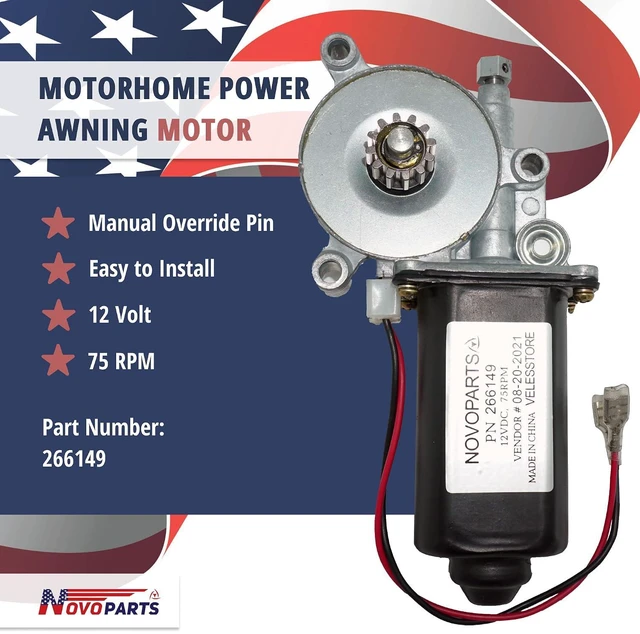 Alt view image 2 of 5 - 266149 RV Power Awning Replacement Universal Motor 75-RPM and 12V
