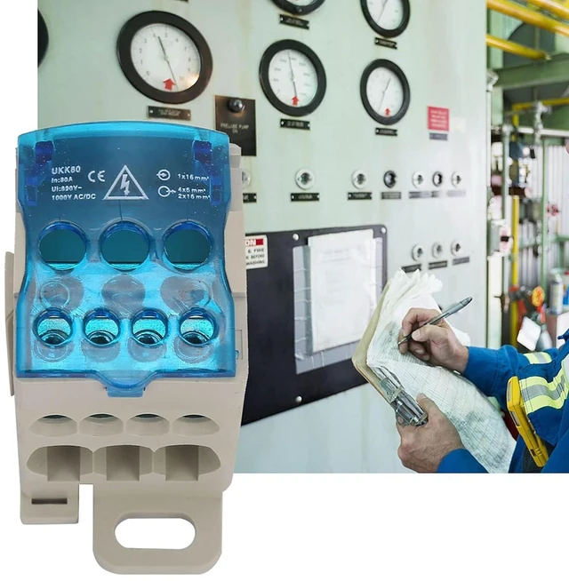 Alt view image 2 of 7 - 6Pcs Terminal Distribution Box, UKK-80A Block Distribution Box Universal Din Rail Electric Wire Connector Temperature Resistant Insulation Performance Power Junction Box